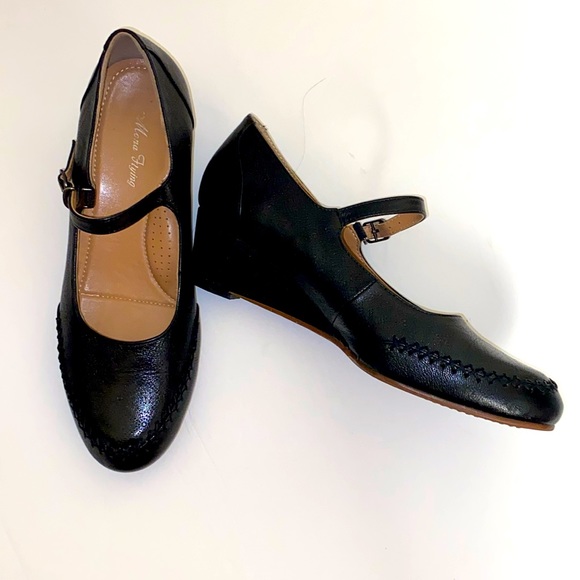 Mona Flying Womens Leather Comfortable Pointed Toe Pumps 7cm High Heels Dressy Casual Office Work Shoes For Ladies Dark Black | Pumps